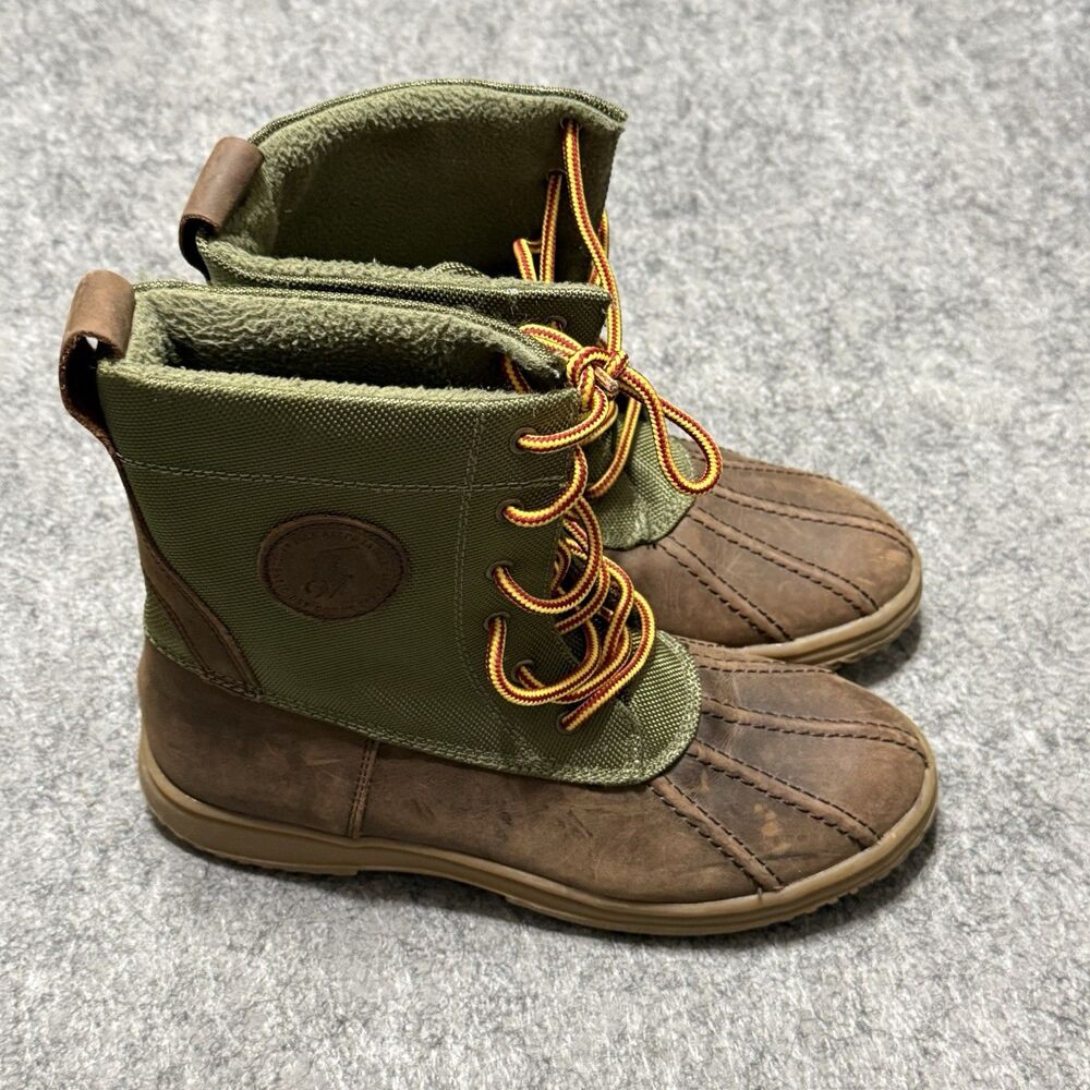 Polo Ralph Lauren Duksbury Mid Duck Boots Size 7 Olive Green Brown Suede Leather